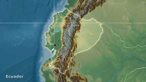 Эквадор Площадь Рельефной Карте Стереографической Проекции Основная Композиция — стоковое фото