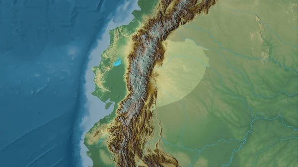 Ecuador Area Sulla Mappa Topografica Rilievo Nella Proiezione Stereografica Composizione — Foto Stock