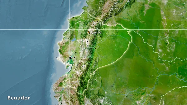 Эквадор Площадь Спутнике Карта Стереографической Проекции Основная Композиция — стоковое фото
