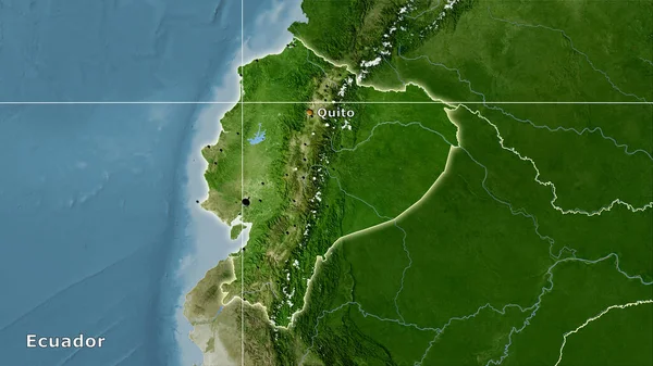Zone Équatorienne Sur Carte Satellite Dans Projection Stéréographique Composition Principale — Photo