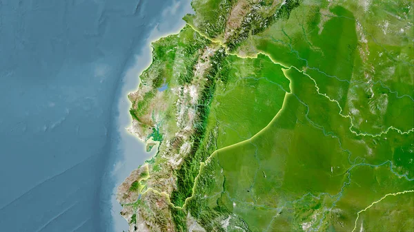 Uydudaki Ekvador alanı stereografik projeksiyondaki bir harita - ışık saçan ana hatlara sahip raster tabakalarının ham bileşimi