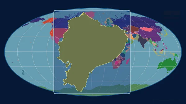 Mollweide Projeksiyonundaki Küresel Bir Haritaya Karşı Perspektif Çizgileri Ile Ekvador — Stok fotoğraf