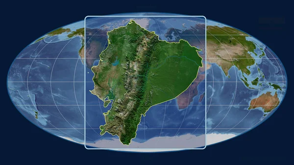 Mollweide Projekcióban Egy Globális Térképre Ráközelített Ecuador Körvonalra Alakzat Központú — Stock Fotó