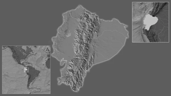 Close Equador Sua Localização Região Centro Mapa Mundial Grande Escala — Fotografia de Stock