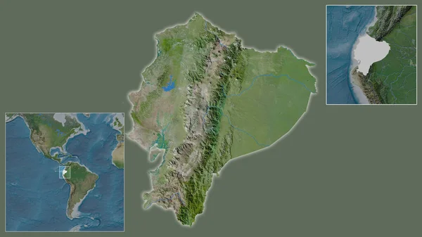 Крупный План Эквадора Расположение Регионе Центре Крупномасштабной Карты Мира Спутниковые — стоковое фото