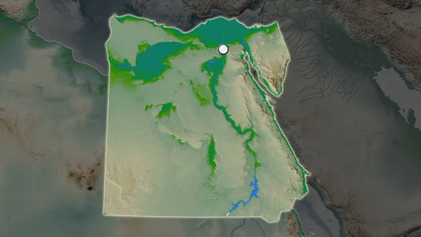Zona Evidenziata Dell Egitto Con Punto Capitale Sulla Mappa Desaturata — Foto Stock