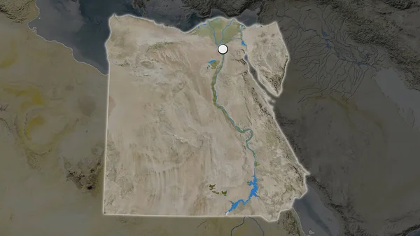 Zvýrazněná Oblast Egypta Hlavním Bodem Odumřelé Mapě Jeho Okolí Satelitní — Stock fotografie
