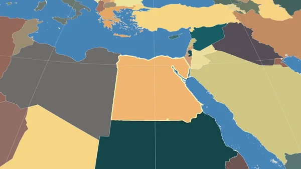 エジプトとその周辺 輪郭形状 行政区画のカラーマップ — ストック写真