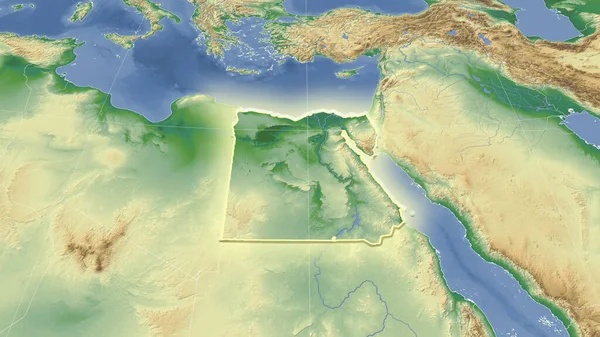 Egipto Barrio Perspectiva Oblicua Distante Forma Brillaba Mapa Físico Color — Foto de Stock