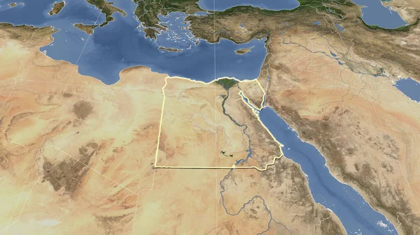 Egypte Son Voisinage Perspective Oblique Distante Forme Esquissée Imagerie Satellite — Photo