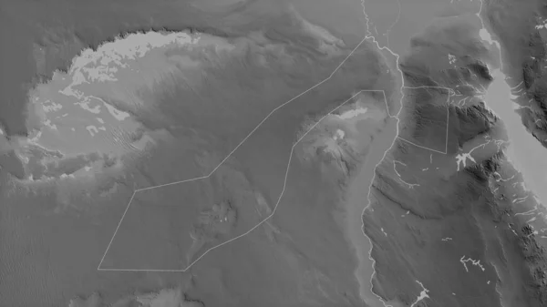 Jizah Gouvernement Von Ägypten Graustufige Karte Mit Seen Und Flüssen — Stockfoto