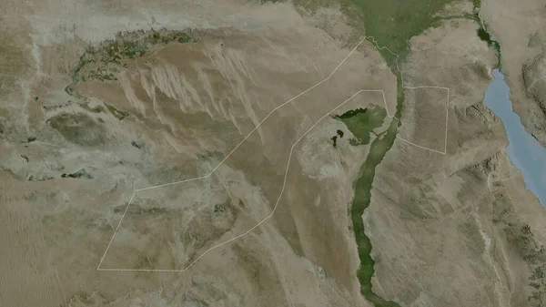 Jizah 埃及省 卫星图像 形状与它的国家相对应 3D渲染 — 图库照片