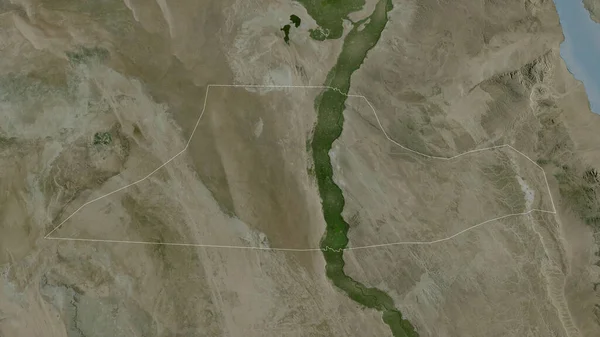 Minya Gouvernement Von Ägypten Satellitenbilder Umrissen Gegen Das Land Rendering — Stockfoto