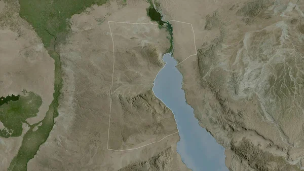 Como Suways Gobernación Egipto Imágenes Satélite Forma Delineada Contra Área — Foto de Stock