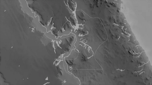 Qina Governorate Egypt Grayscaled Map Lakes Rivers Shape Outlined Its — Stock Photo, Image