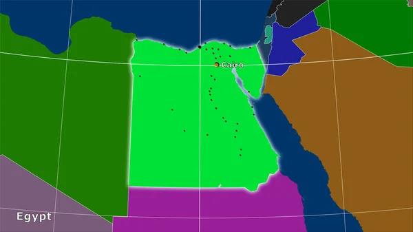 Área Egipto Mapa Divisiones Administrativas Proyección Estereográfica Composición Principal — Foto de Stock