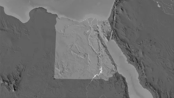 Egypt Area Bilevel Elevation Map Stereographic Projection Raw Composition Raster — Stock Photo, Image