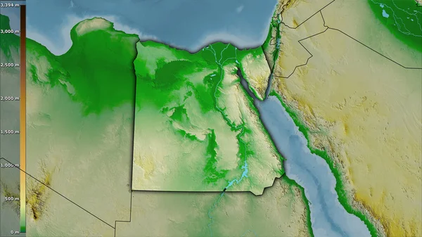 Mapa Físico Dentro Del Área Egipto Proyección Estereográfica Con Leyenda — Foto de Stock