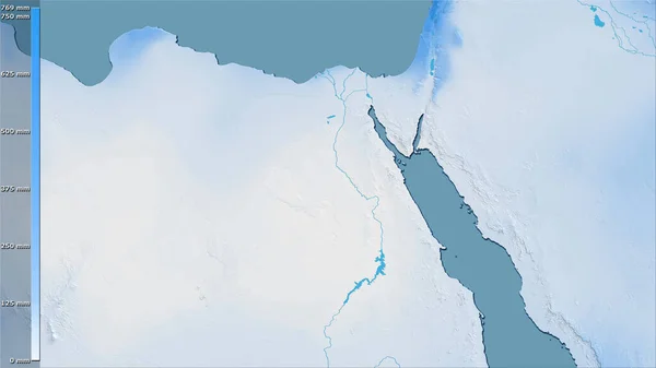 埃及地区内带图例的立体投影中的西风带降水 栅格层的原始成分 — 图库照片