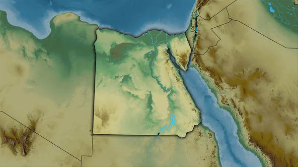 Egypten Område Topografisk Relief Karta Stereografisk Projektion Sammansättning Raster Lager — Stockfoto