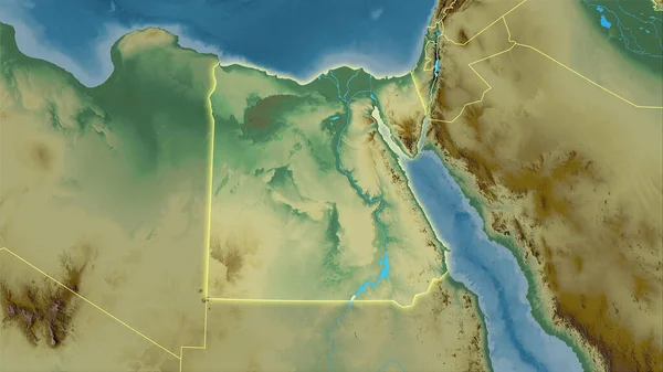 Egypt Area Topographic Relief Map Stereographic Projection Raw Composition Raster — Stock Photo, Image