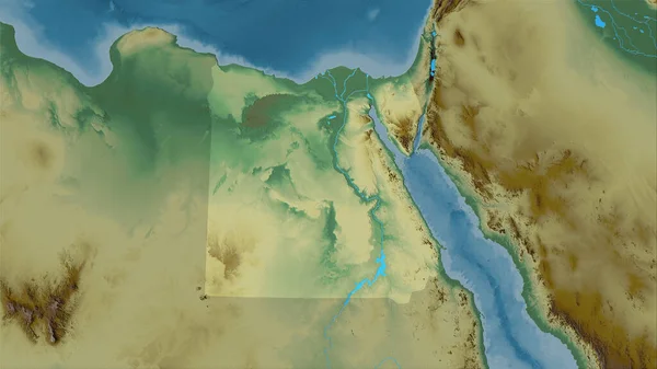Stereografik Projeksiyondaki Mısır Bölgesi Topografik Yardım Haritasında Raster Katmanlarının Ham — Stok fotoğraf