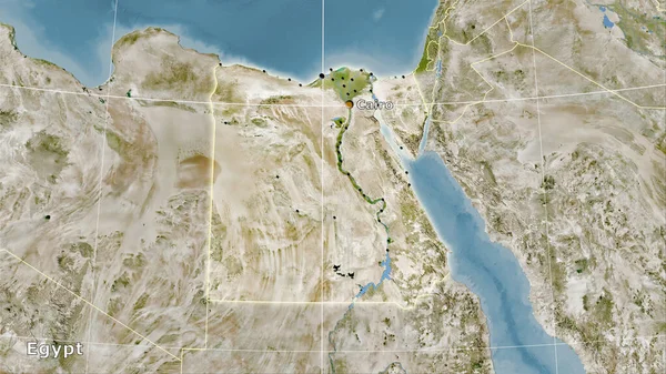Área Egito Satélite Mapa Projeção Estereográfica Composição Principal — Fotografia de Stock