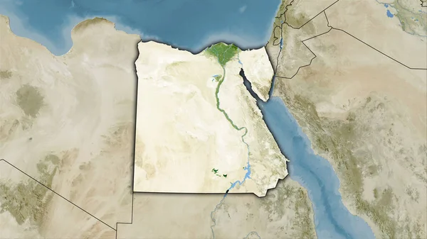 Egypt Area Satellite Map Stereographic Projection Raw Composition Raster Layers — Stock Photo, Image