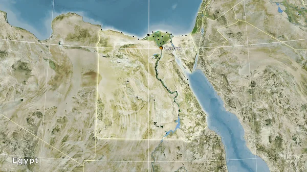 Egito Área Mapa Satélite Projeção Estereográfica Composição Principal — Fotografia de Stock