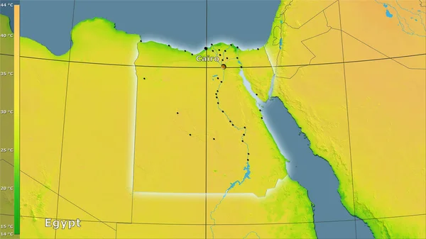 Variación Media Anual Temperatura Dentro Del Área Egipto Proyección Estereográfica —  Fotos de Stock