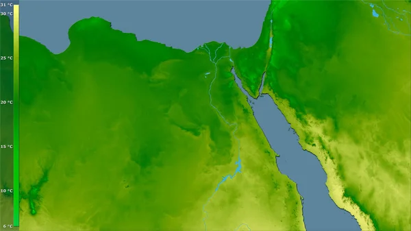 Середньорічна Температура Районі Єгипту Стереографічній Проекції Легендою Сира Композиція Растрових — стокове фото