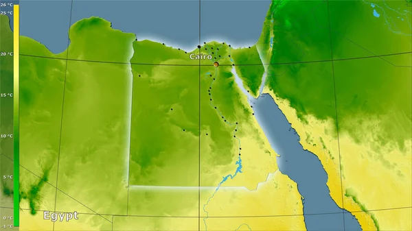 Temperatura Media Del Cuarto Más Frío Dentro Del Área Egipto — Foto de Stock