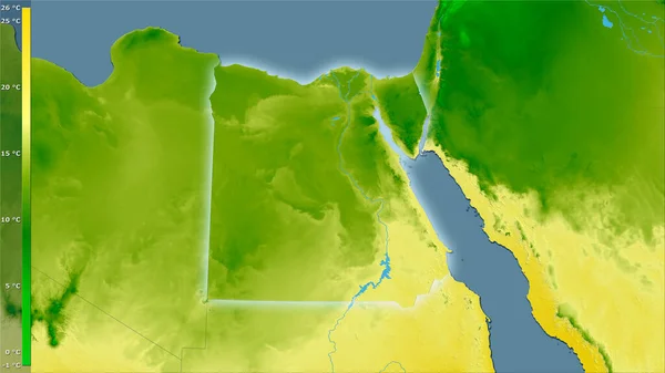 Temperatura Média Quarto Mais Frio Dentro Área Egito Projeção Estereográfica — Fotografia de Stock