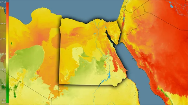 Середня Температура Найтеплішого Кварталу Районі Єгипту Стереографічній Проекції Легендою Сира — стокове фото