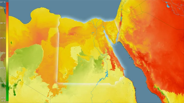 Temperatura Média Quarto Mais Quente Dentro Área Egito Projeção Estereográfica — Fotografia de Stock