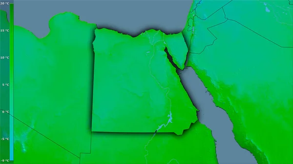 Мінімальна Температура Холодного Місяця Районі Єгипту Стереографічній Проекції Легендою Сира — стокове фото