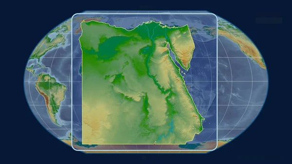 Zoomed View Egypt Outline Perspective Lines Global Map Kavrayskiy Projection — Stock Photo, Image