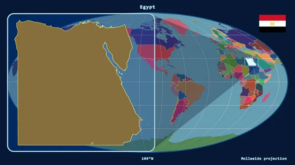 Vista Ampliada Del Contorno Egipto Con Líneas Perspectiva Contra Mapa — Foto de Stock