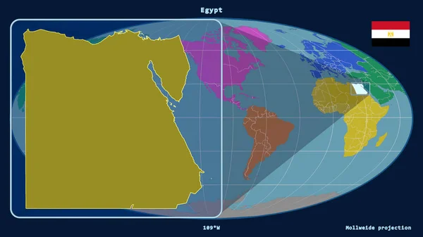 Zoomed Vista Egitto Contorno Con Linee Prospettiche Contro Una Mappa — Foto Stock