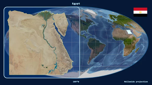 Увеличенный Виду Египта Очертания Перспективными Линиями Против Глобальной Карты Проекции — стоковое фото