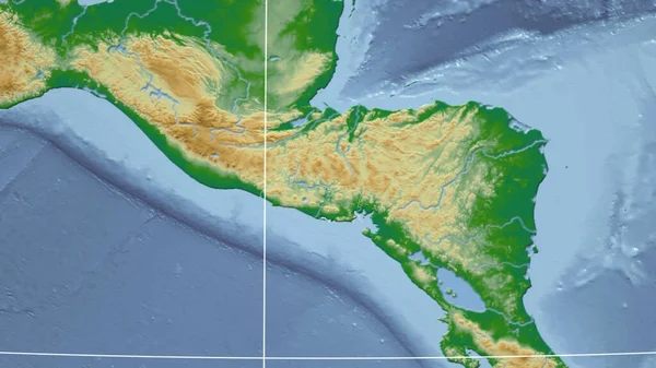 Salvador Barrio Perspectiva Distante Con Contorno Del País Mapa Físico — Foto de Stock