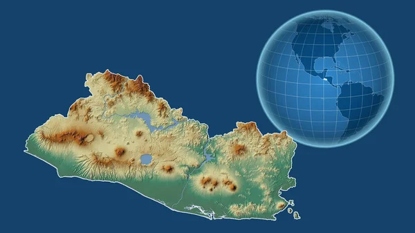 Salvador Globo Con Forma Del País Contra Mapa Ampliado Con — Foto de Stock