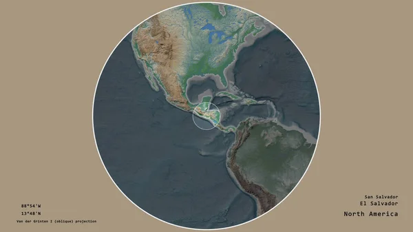 Área Salvador Marcada Com Círculo Mapa Grande Escala Continente Isolado — Fotografia de Stock