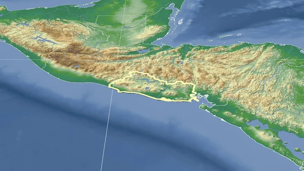 Сальвадор Його Околиці Вирішальна Перспектива Обриси Фізична Карта — стокове фото
