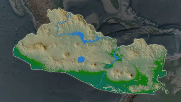 Salvador Területe Kibővült Ragyogott Környék Sötét Hátterében Főbb Fizikai Jellemzők — Stock Fotó