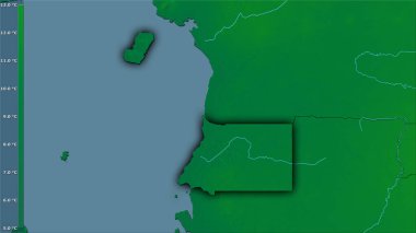 Efsanevi stereografik projeksiyondaki Ekvator Ginesi bölgesindeki ortalama yıllık sıcaklık değişimi - koyu parlak dış hatlı raster tabakalarının ham bileşimi