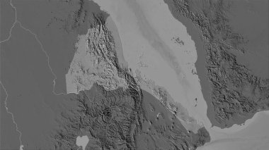 Stereografik projeksiyondaki bilek yüksekliği haritasında Eritre alanı - raster katmanlarının ham bileşimi