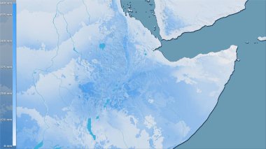 Etiyopya bölgesinin en sıcak çeyreğinin efsanevi stereografik projeksiyonla yağışı - raster tabakalarının ham bileşimi