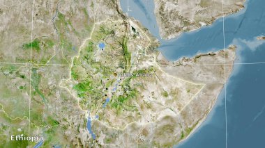 Uyduda Etiyopya bölgesi stereografik projeksiyonda bir harita - ana bileşim