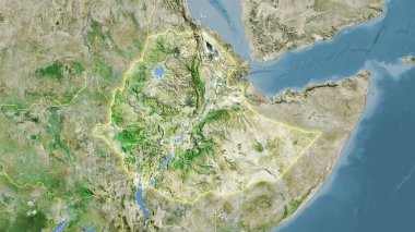 Stereografik projeksiyondaki D uydusundaki Etiyopya bölgesi - ışık saçan ana hatlı raster tabakalarının ham bileşimi